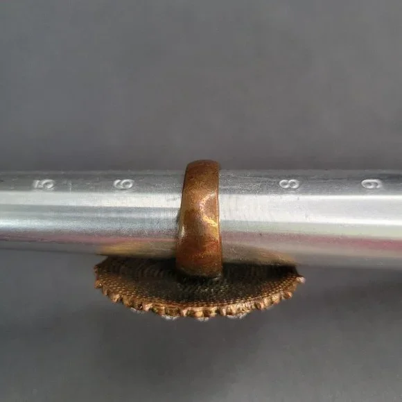 Womens Gold Tone Carved Cameo Ring With Crystal Halo Metal Accents Size 7 - Picture 6 of 6